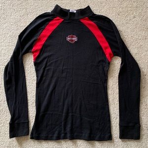 Women's Harley Davidson LS Sweater, Red and Black.